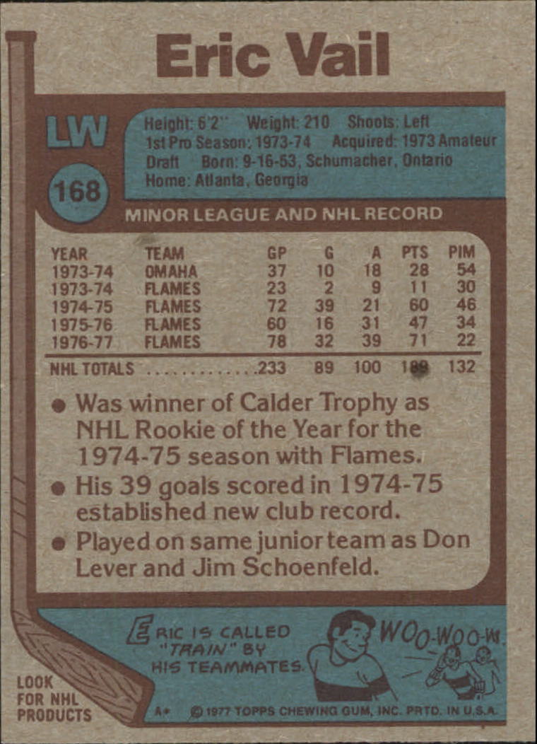 1977-78 Topps #168 Eric Vail back image