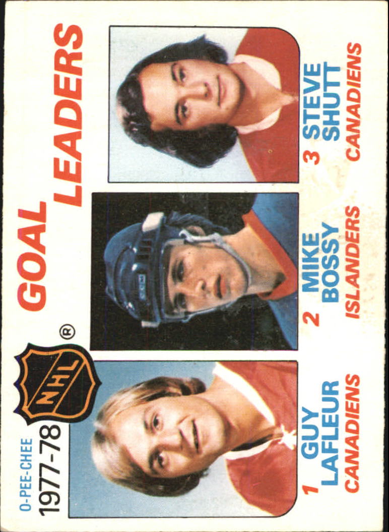 1978-79 O-Pee-Chee #63 Goal Leaders/Guy Lafleur/Mike Bossy/Steve Shutt