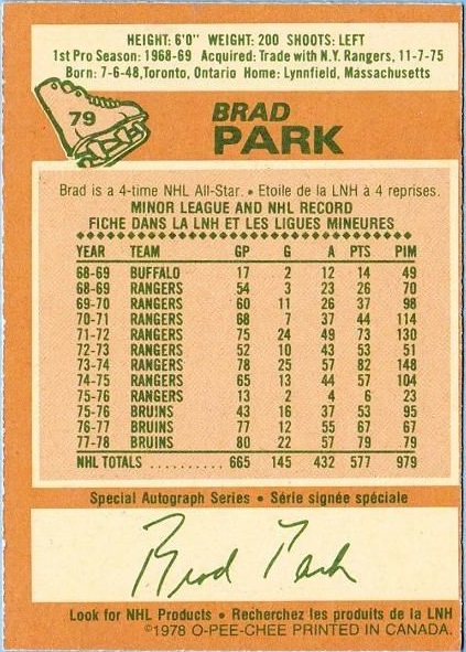 1978-79 O-Pee-Chee #79 Brad Park back image