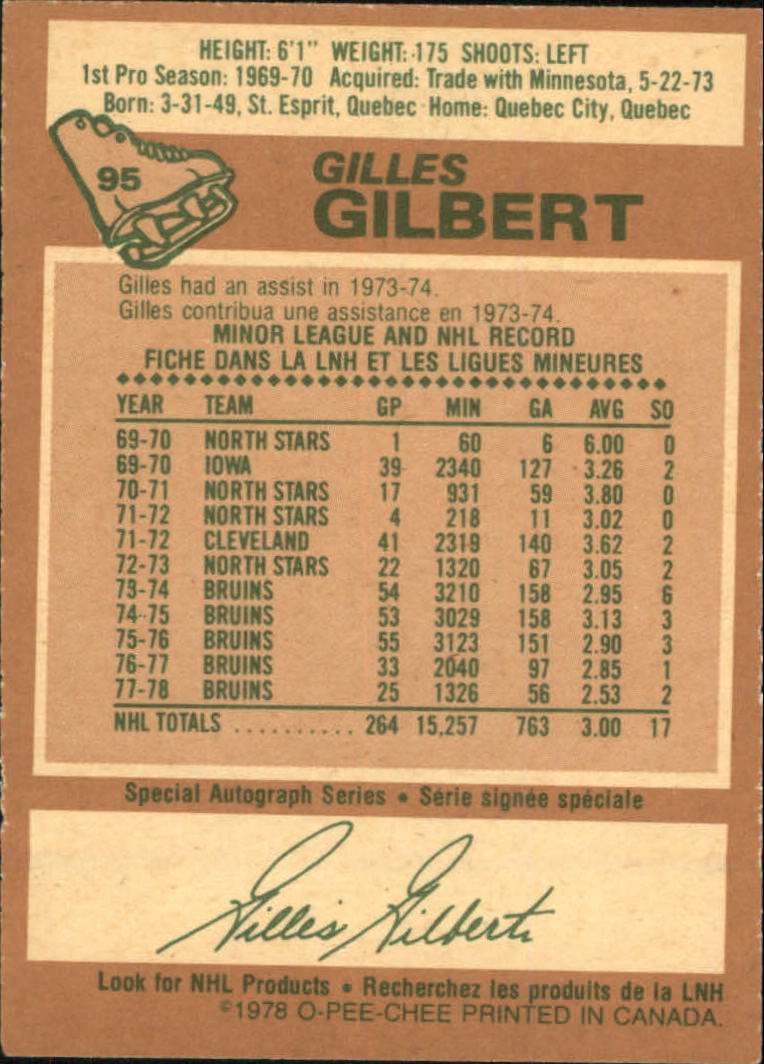 1978-79 O-Pee-Chee #95 Gilles Gilbert back image