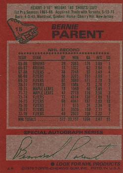 1978-79 Topps #15 Bernie Parent back image
