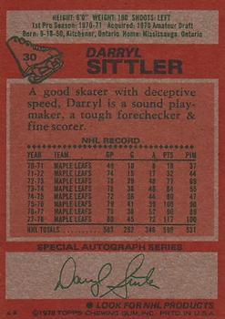 1978-79 Topps #30 Darryl Sittler AS2 back image