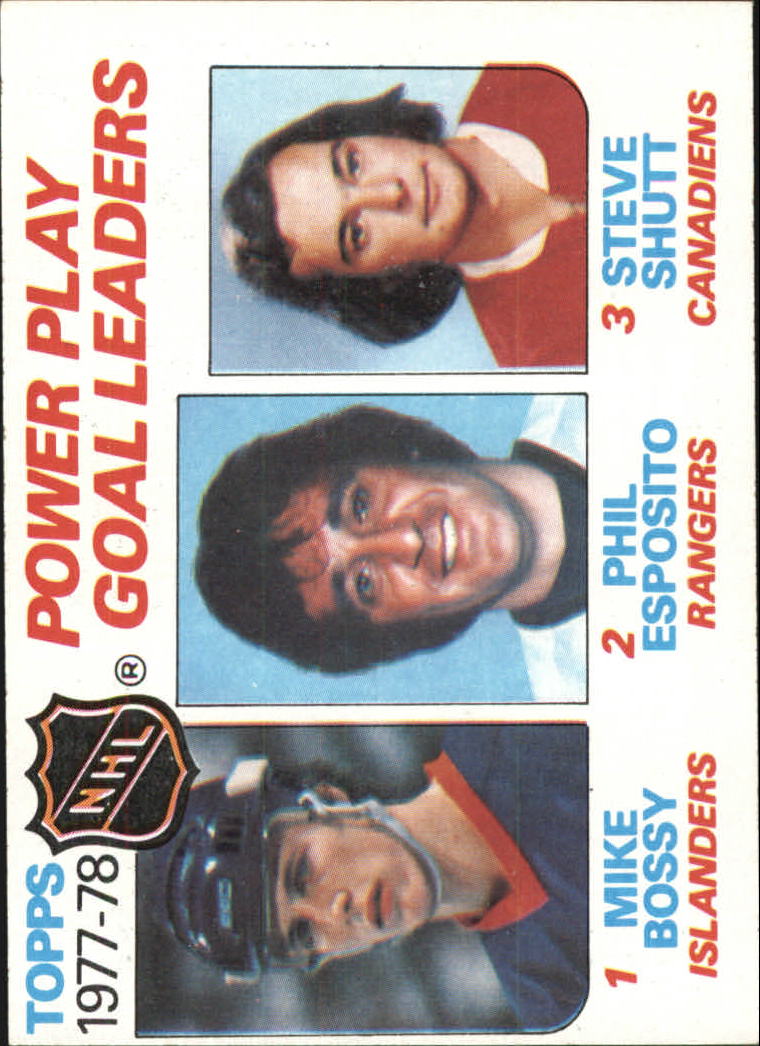 1978-79 Topps #67 Power Play Goal/Leaders/Mike Bossy/Phil Esposito/Steve Shutt