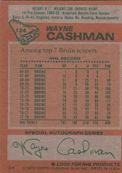 1978-79 Topps #124 Wayne Cashman back image