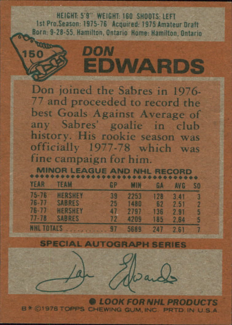 1978-79 Topps #150 Don Edwards AS2 back image