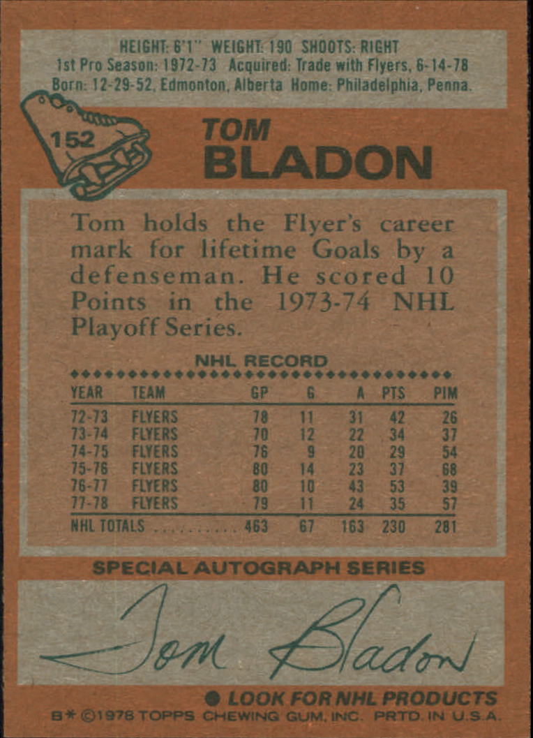 1978-79 Topps #152 Tom Bladon back image