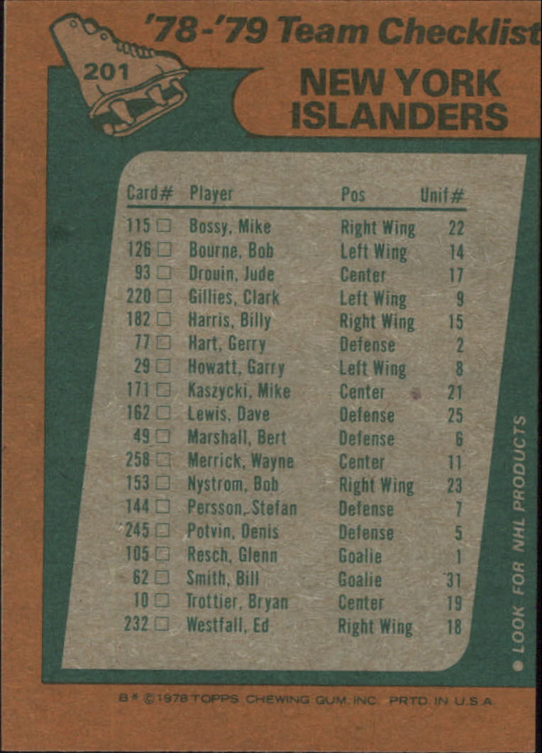 1978-79 Topps #201 Islanders Team CL back image