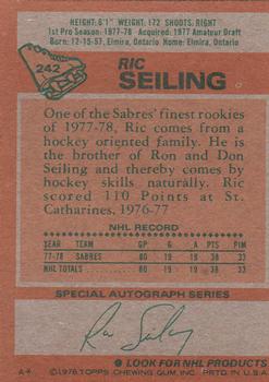 1978-79 Topps #242 Ric Seiling RC back image