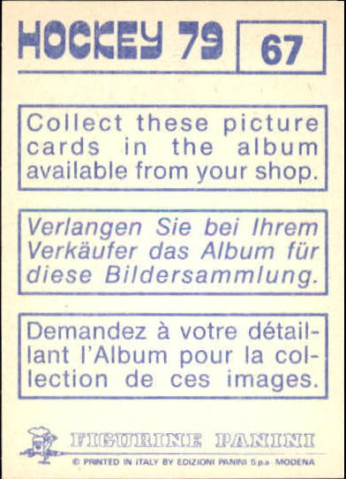1979 Panini Stickers #67 Wilf Paiement back image