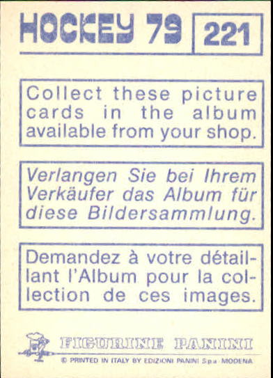 1979 Panini Stickers #221 Jim Warner back image