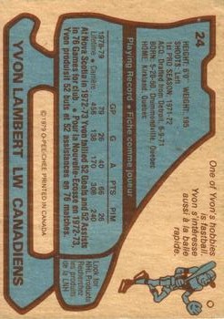1979-80 O-Pee-Chee #24 Yvon Lambert back image