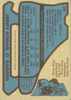 1979-80 O-Pee-Chee #74 Jerry Korab back image