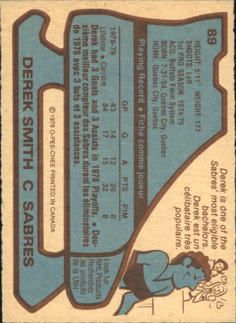 1979-80 O-Pee-Chee #89 Derek Smith back image