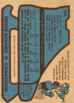 1979-80 O-Pee-Chee #101 Serge Savard AS2 back image