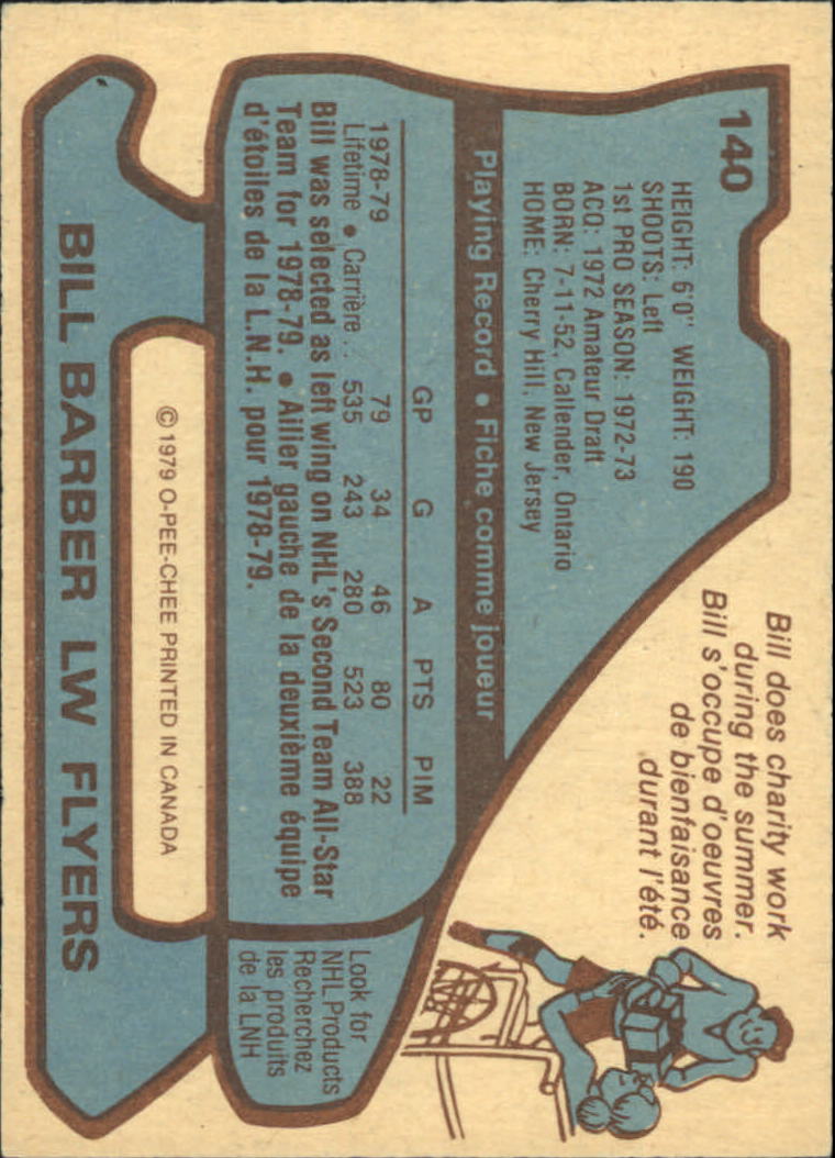1979-80 O-Pee-Chee #140 Bill Barber back image