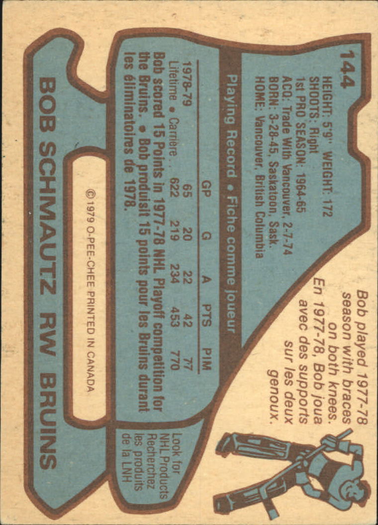 1979-80 O-Pee-Chee #144 Bobby Schmautz back image