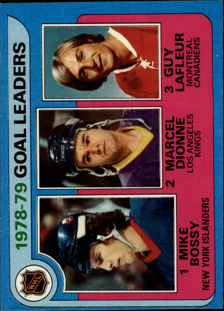 1979-80 Topps #1 Goal Leaders/Mike Bossy/Marcel Dionne/Guy Lafleur