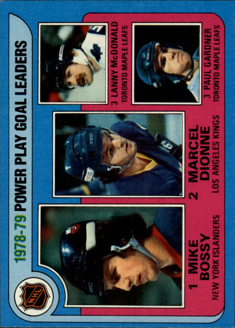 1979-80 Topps #5 Power Play/Goal Leaders/Mike Bossy/Marcel Dionne/Paul Gardner/Lanny McDonald