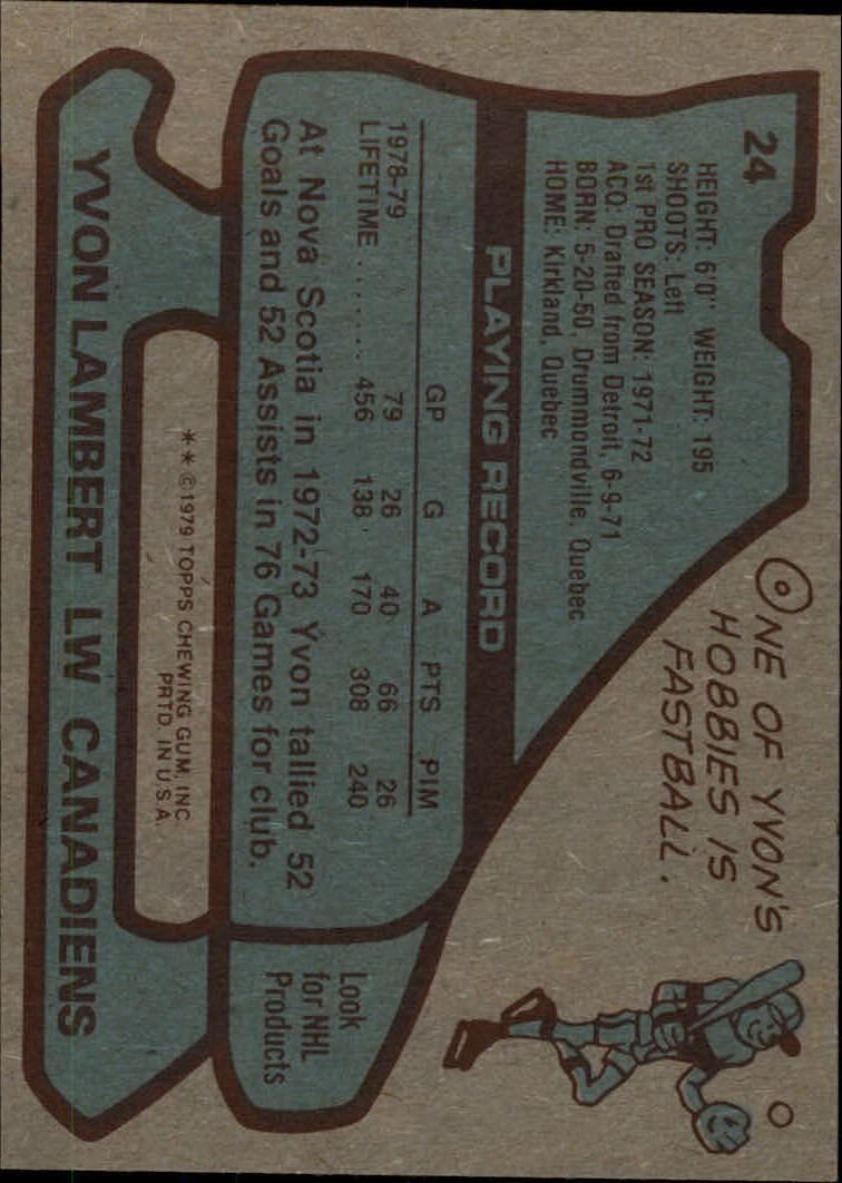 1979-80 Topps #24 Yvon Lambert back image