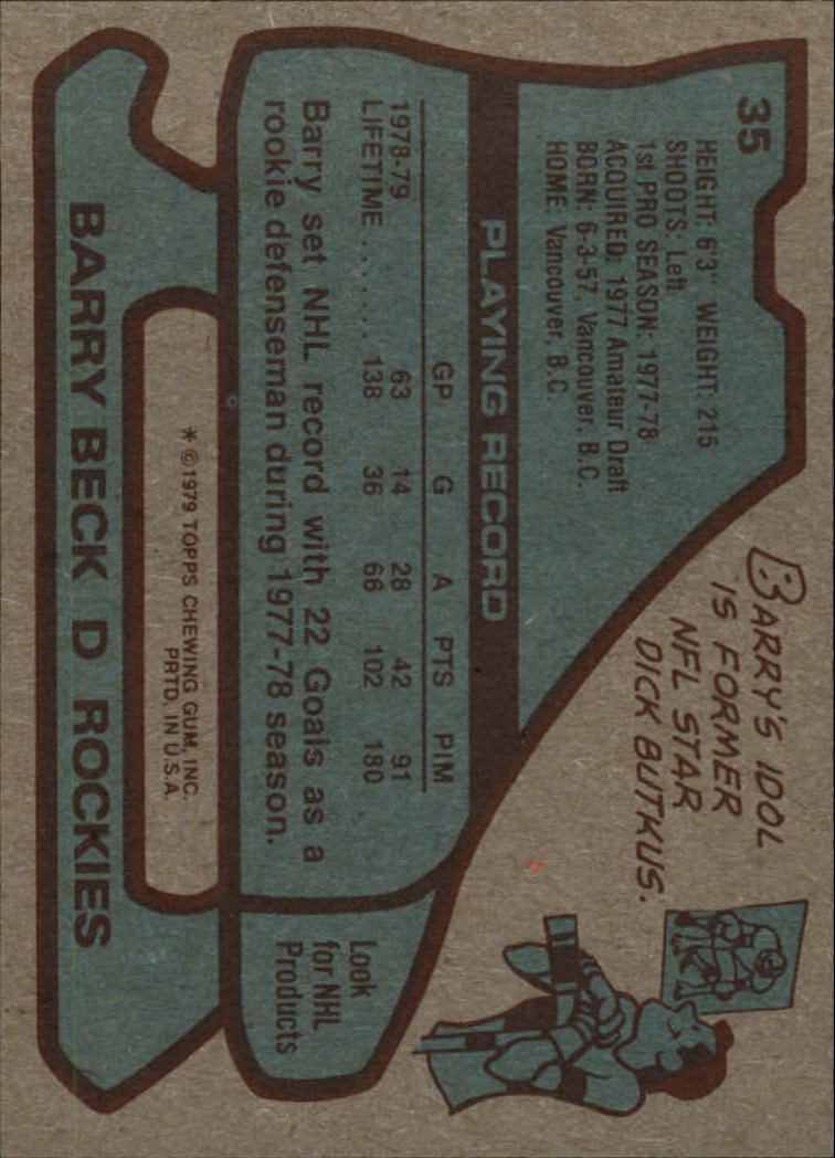 1979-80 Topps #35 Barry Beck back image