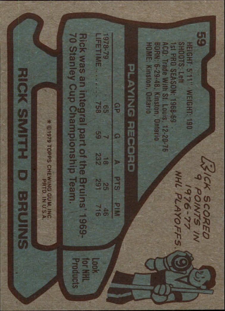 1979-80 Topps #59 Rick Smith back image