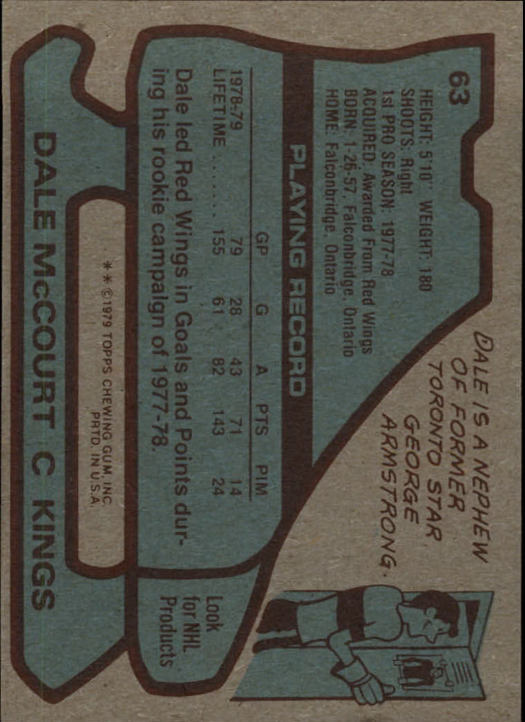 1979-80 Topps #63 Dale McCourt back image