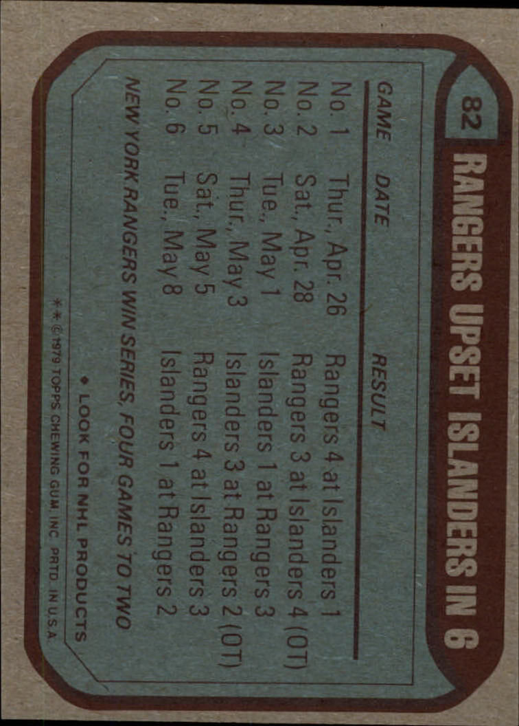 1979-80 Topps #82 Cup Semi-Finals/Rangers upset/Islanders in Six back image