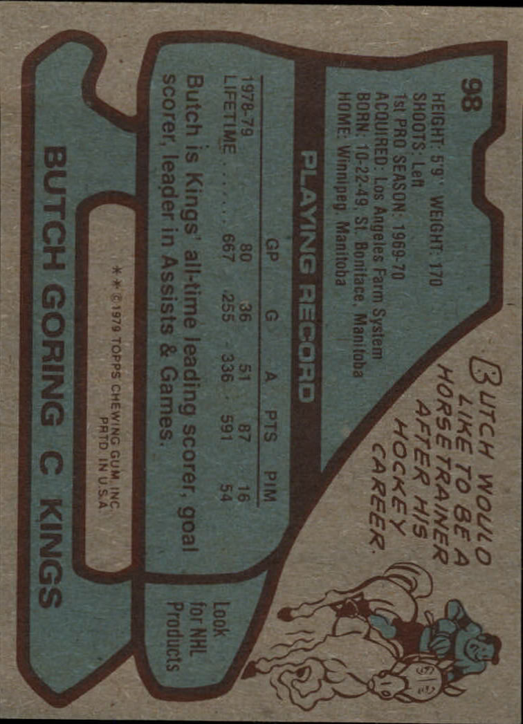1979-80 Topps #98 Butch Goring back image