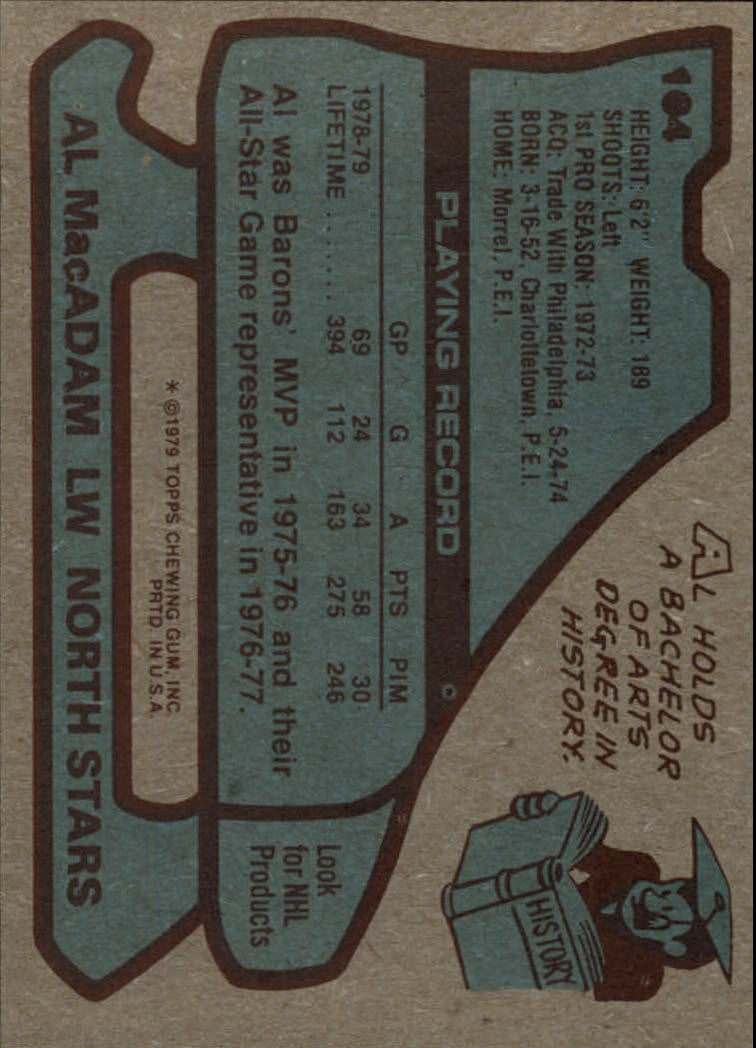 1979-80 Topps #104 Al MacAdam back image