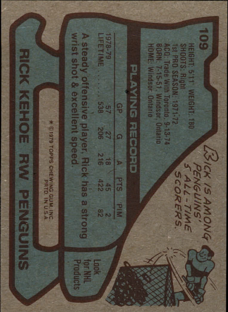 1979-80 Topps #109 Rick Kehoe back image