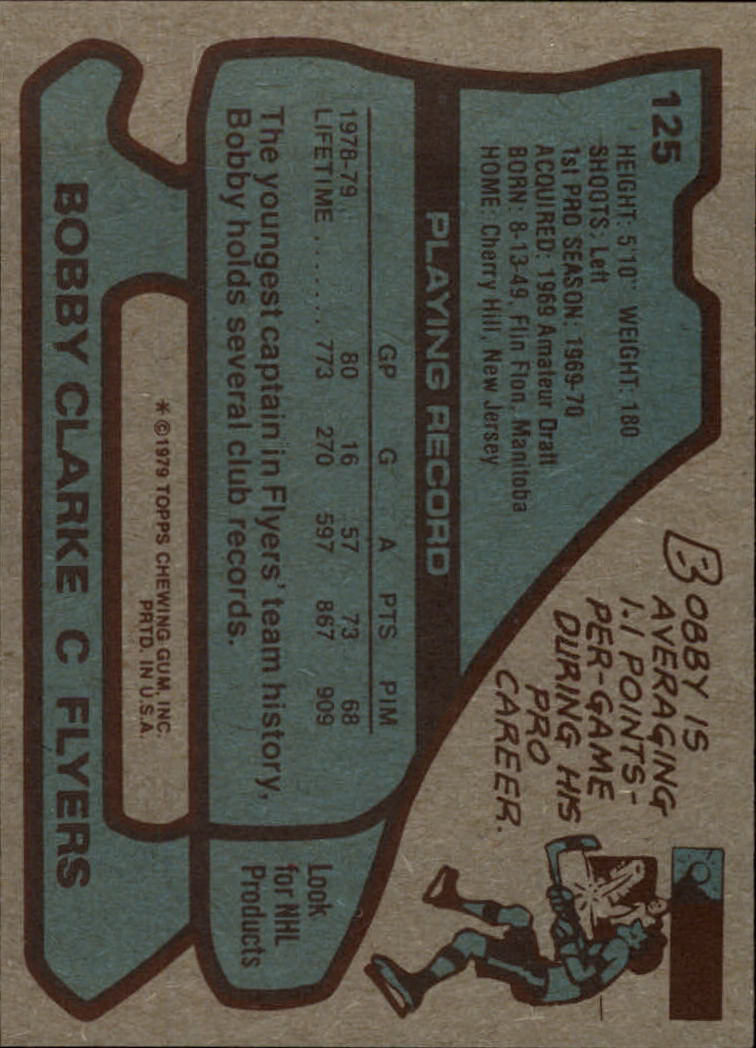 1979-80 Topps #125 Bobby Clarke back image