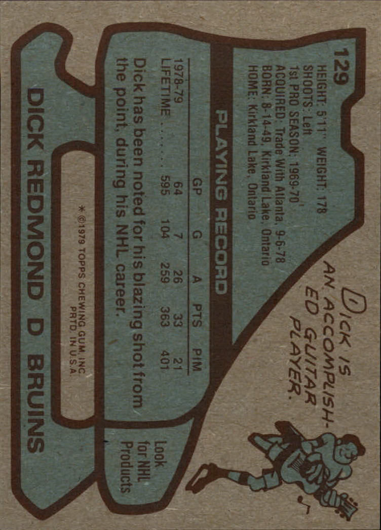 1979-80 Topps #129 Dick Redmond back image