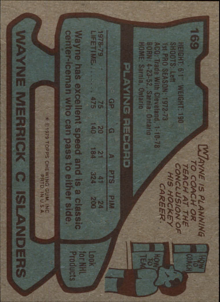 1979-80 Topps #169 Wayne Merrick back image