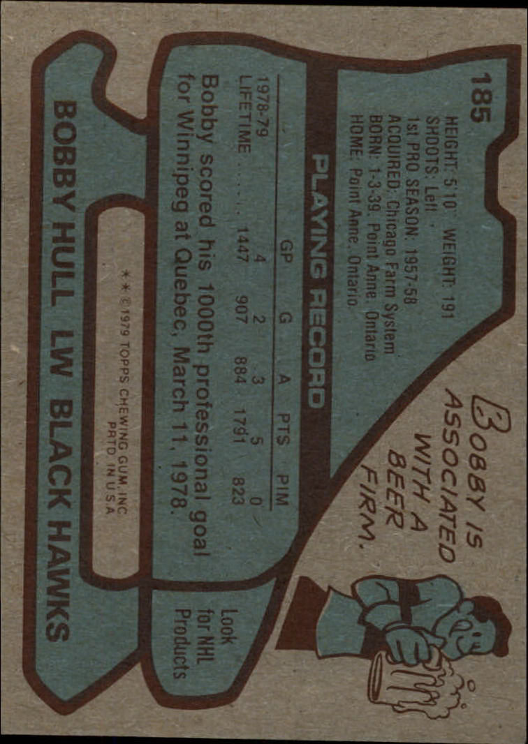 1979-80 Topps #185 Bobby Hull back image