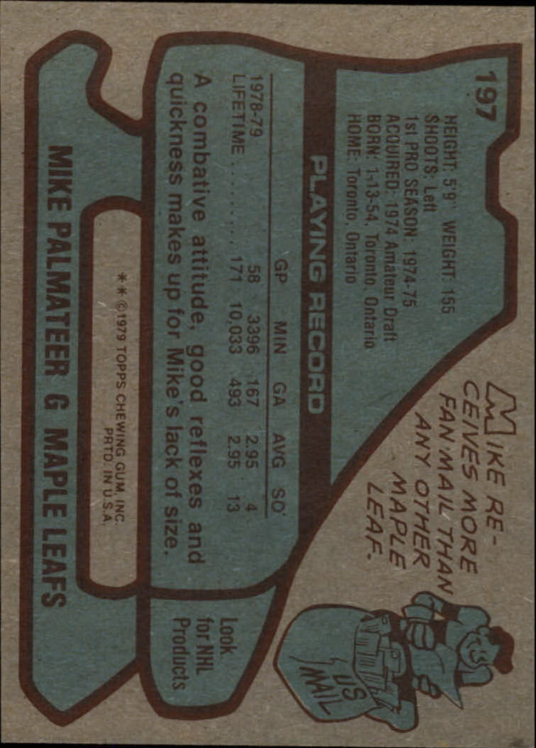 1979-80 Topps #197 Mike Palmateer back image