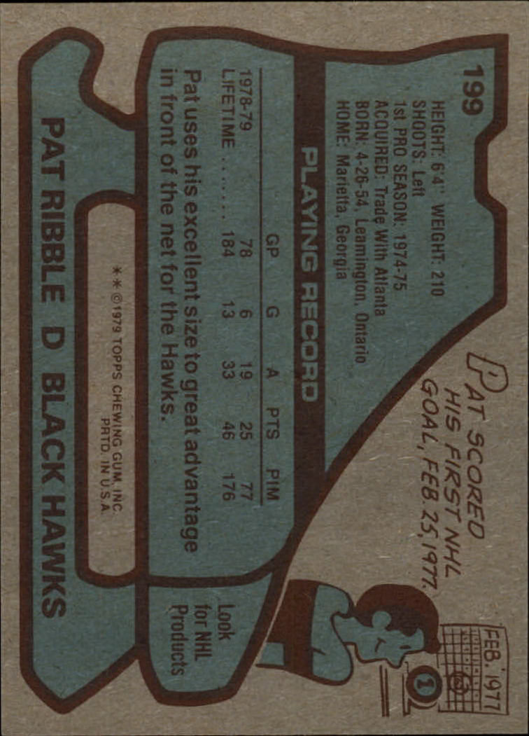 1979-80 Topps #199 Pat Ribble RC back image