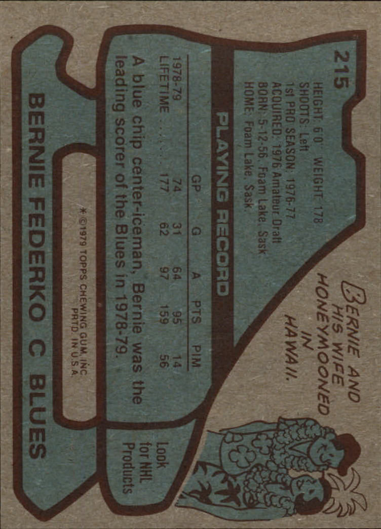 1979-80 Topps #215 Bernie Federko back image