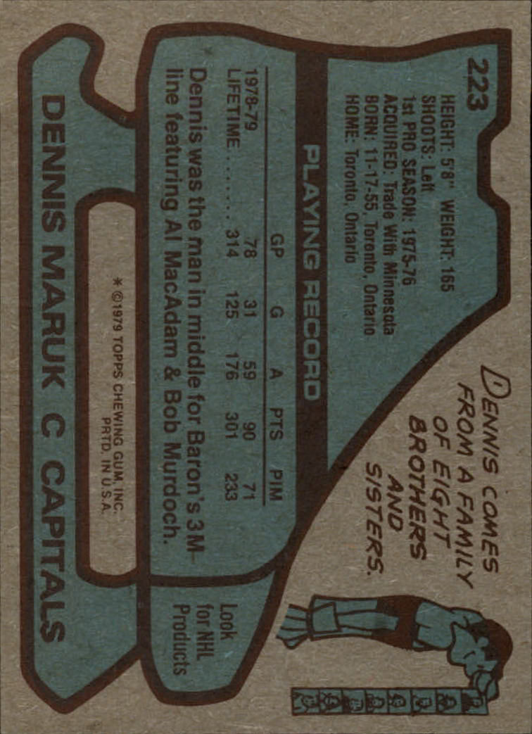 1979-80 Topps #223 Dennis Maruk back image