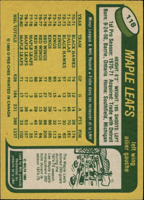 1980-81 O-Pee-Chee #118 Dan Maloney - NM