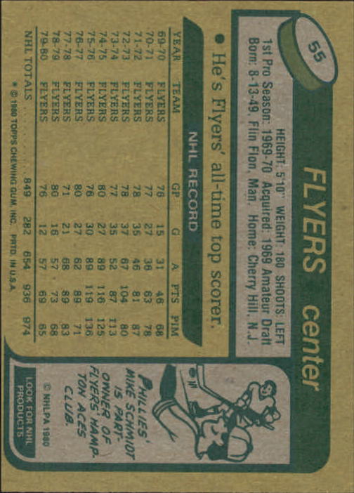1980-81 Topps #55 Bobby Clarke back image