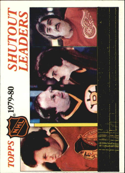 1980-81 Topps #168 Shutout Leaders/Tony Esposito (1)/Gerry Cheevers (2)/Bob Sauve (2)/Rogatien Vachon (2)