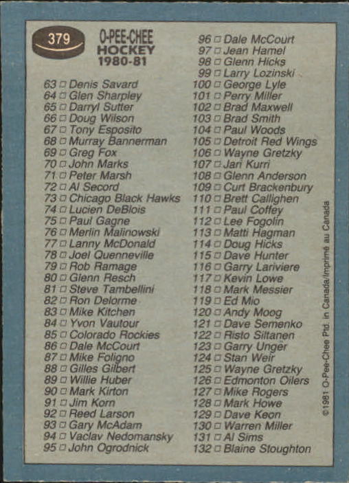 A6433- 1981-82 O-Pee-Chee Hk 1-200 STOCK PHOTOS -You Pick- 15+ FREE US SHIP - Picture 173 of 183
