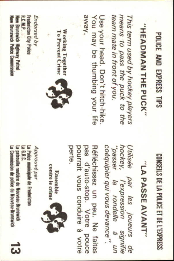 1981-82 Fredericton Express #13 Frank Caprice back image