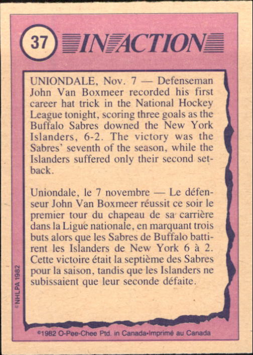 1982-83 O-Pee-Chee #37 John Van Boxmeer IA back image