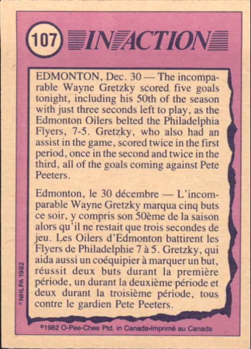 1982-83 O-Pee-Chee #107 Wayne Gretzky IA back image