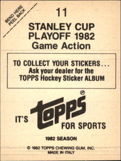 1982-83 Topps Stickers #11 Canucks vs. Chicago back image