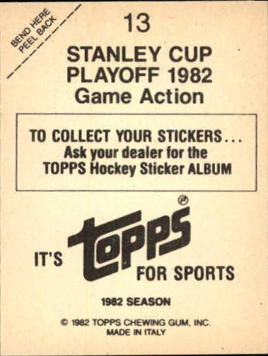 1982-83 Topps Stickers #13 Canucks vs. Chicago back image