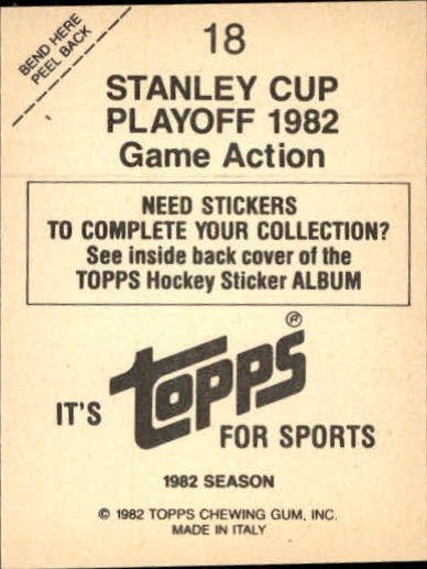 1982-83 Topps Stickers #18 Islanders vs. Quebec back image