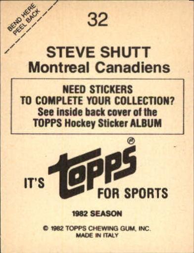 1982-83 Topps Stickers #32 Steve Shutt back image