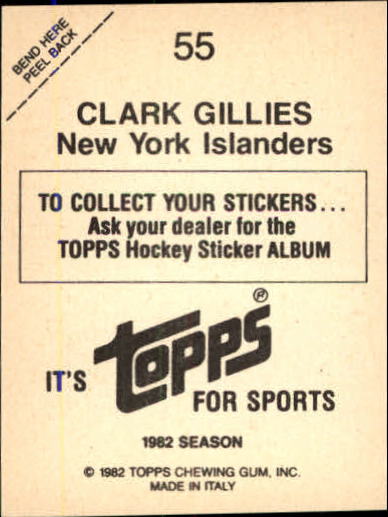 1982-83 Topps Stickers #55 Clark Gillies back image